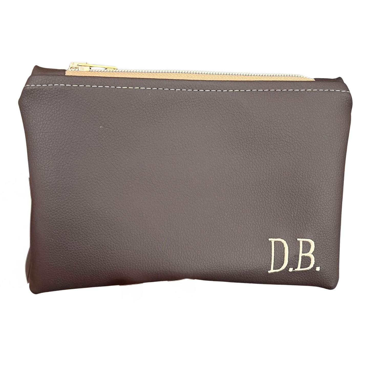 Pochette personalizzata con iniziali in similpelle testa di moro ric. sabbia mod. uomo