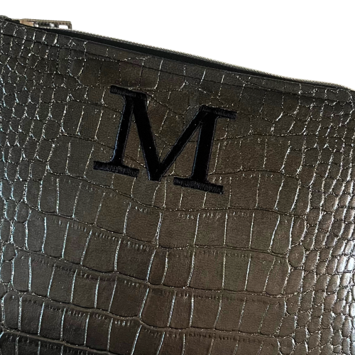 Pochette personalizzata in similpelle cocco canna di fucile glitterato mod. petite