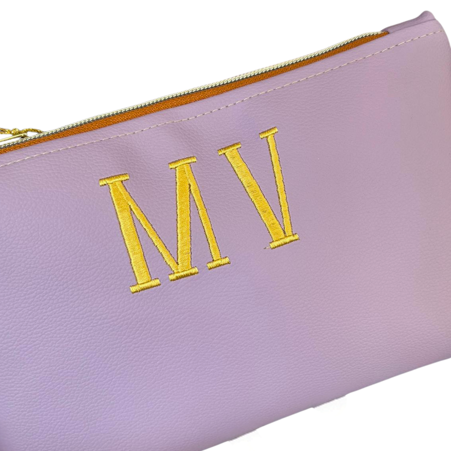 Pochette personalizzata in similpelle lilla font romana mod. plus