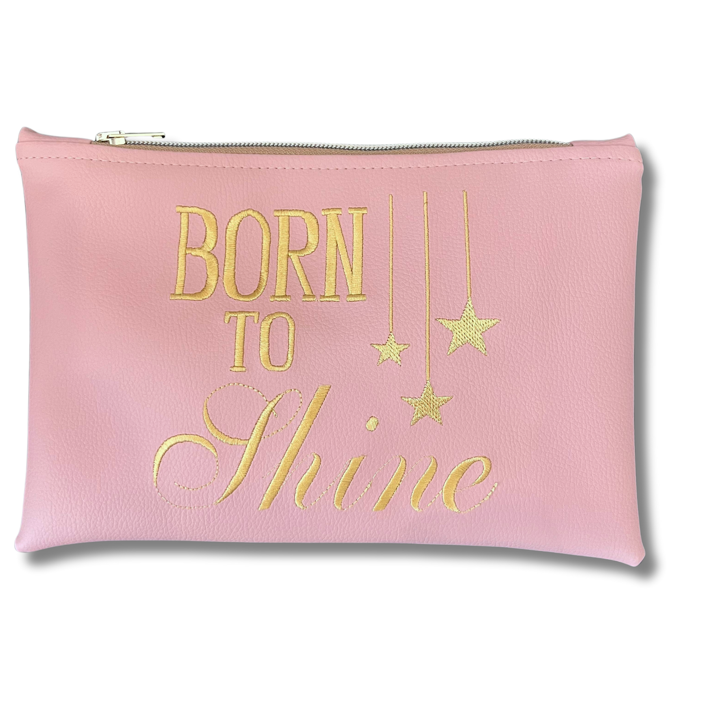 Pochette Born to shine in similpelle rosa ric. oro mod. regular