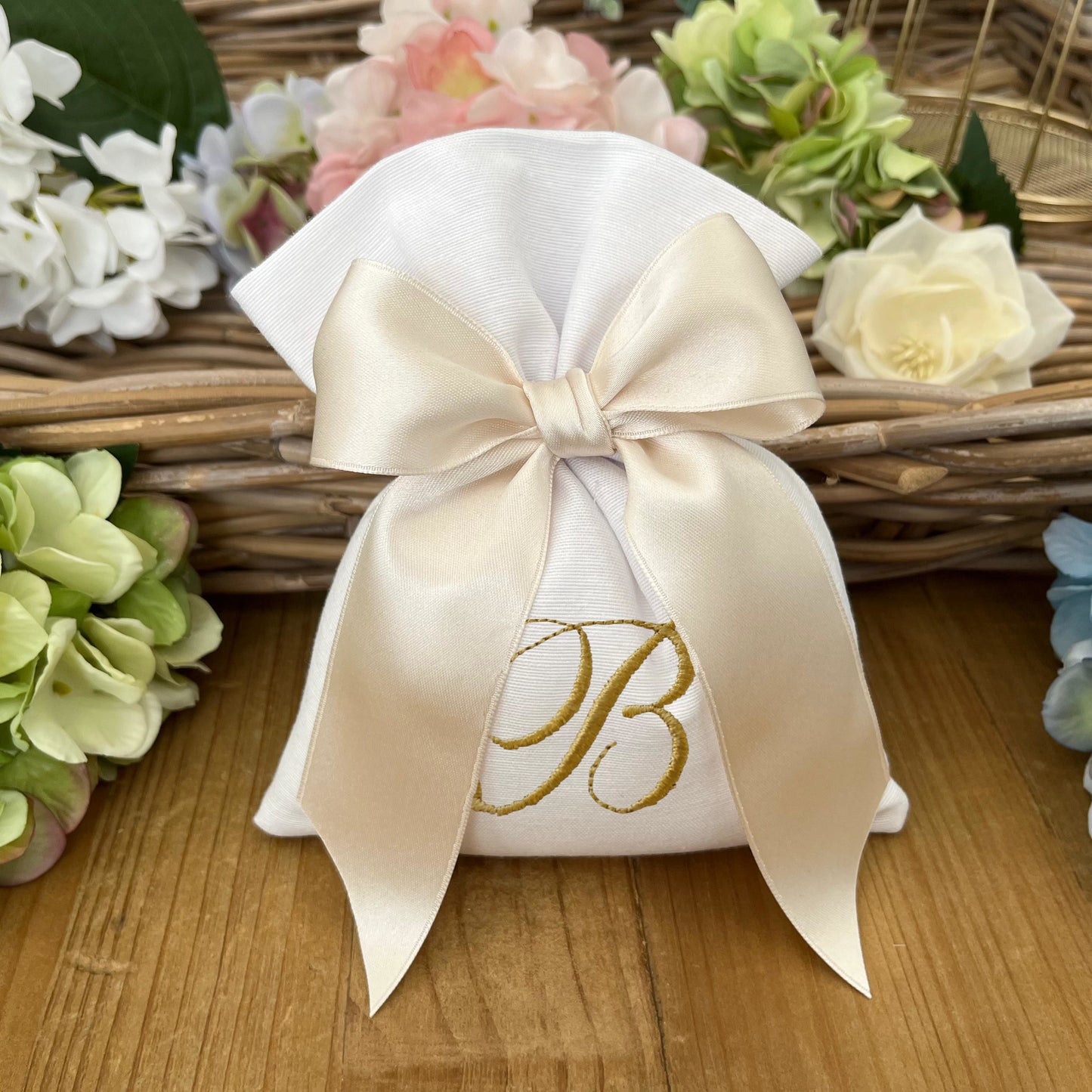 Sacchetto portaconfetti bianco personalizzato mod. grande collezione Palette