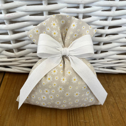 Sacchetto portaconfetti margherite beige mod. medio collezione Baby