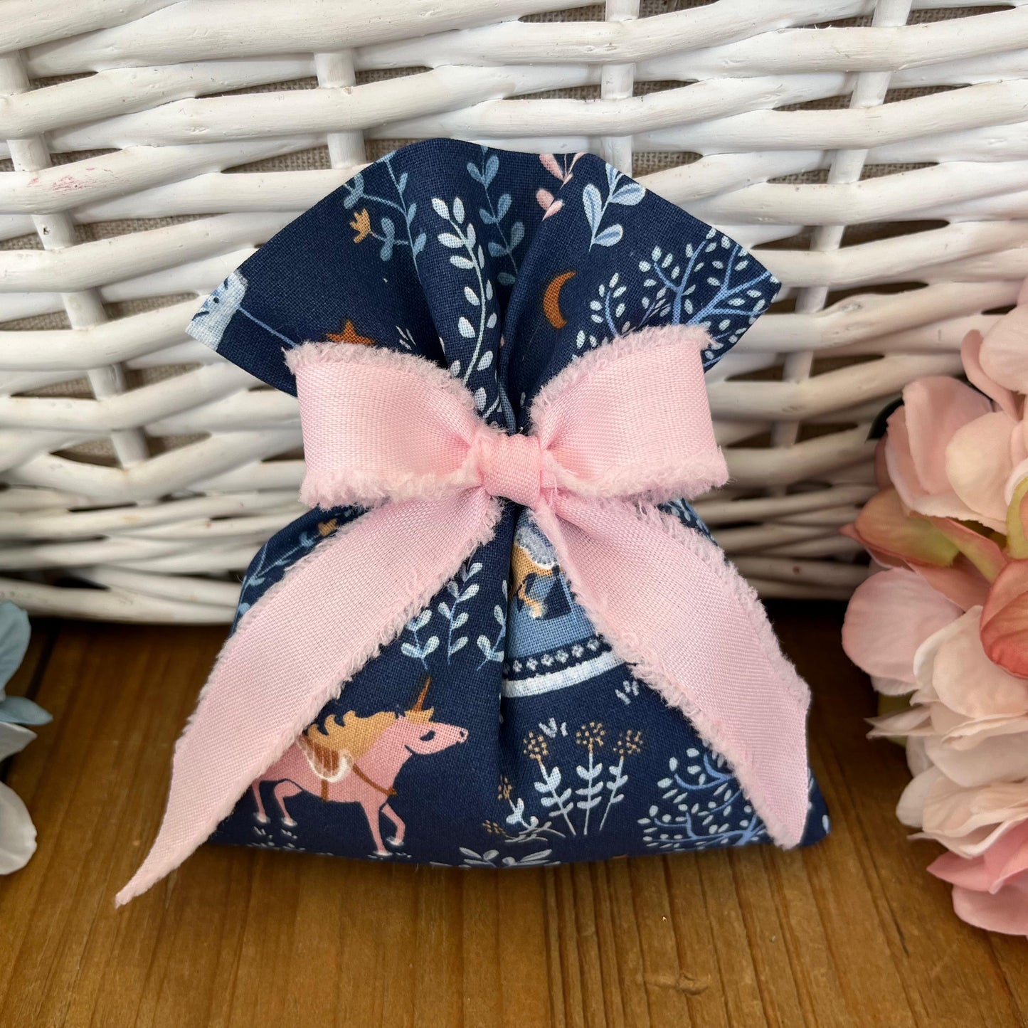Sacchetto portaconfetti unicorno blu/rosa mod. medio collezione Baby