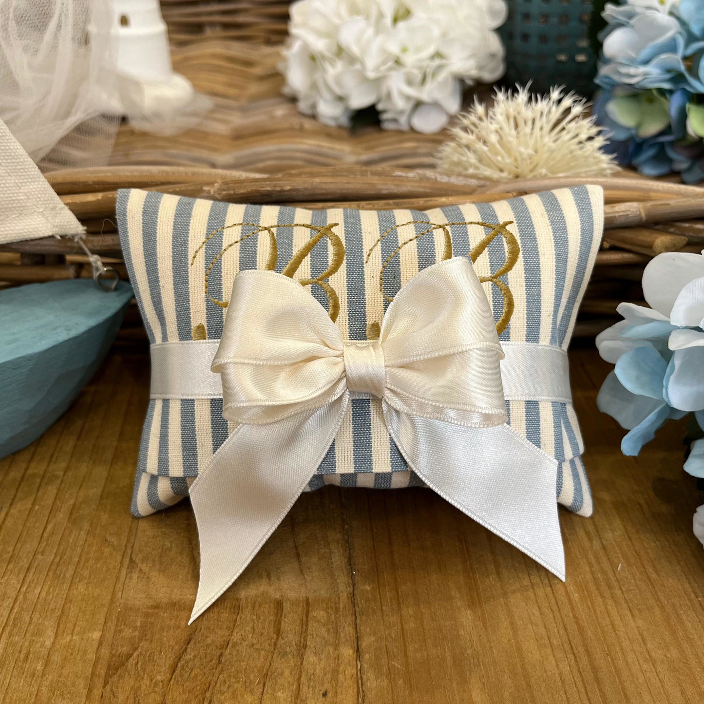 Bustina portaconfetti rigata avio personalizzata mod. maxi collezione Country chic