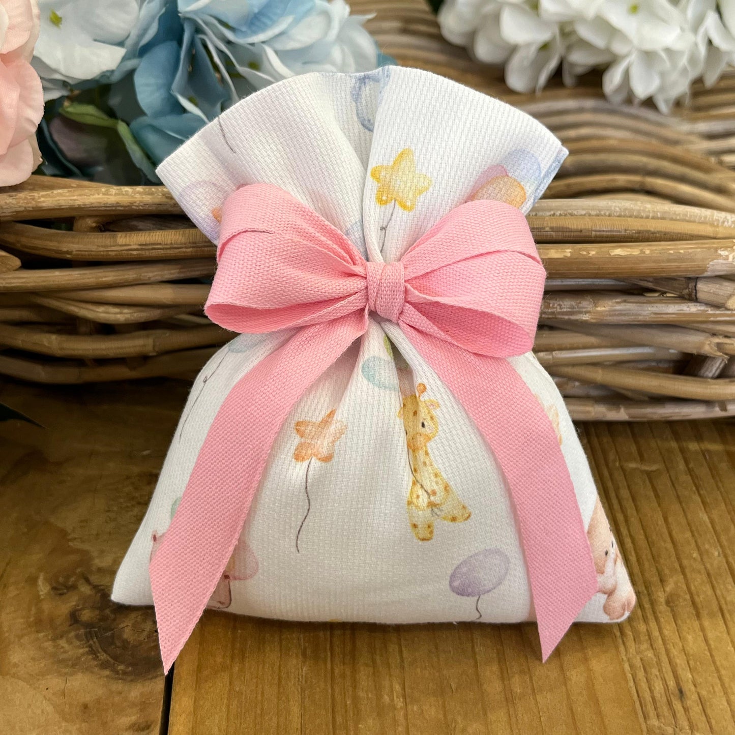 Sacchetto portaconfetti animal party/rosa mod. medio collezione Baby