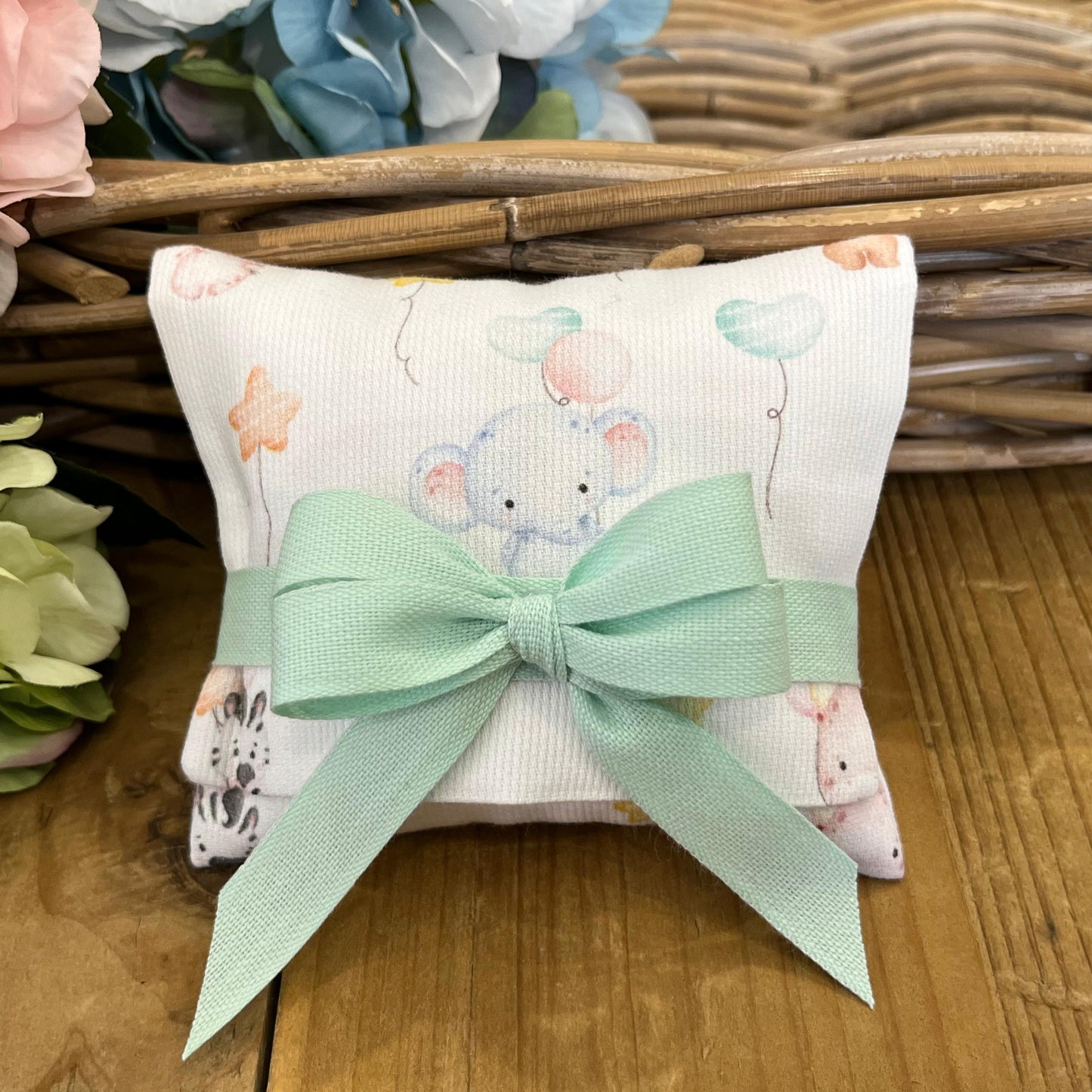 Bustina portaconfetti animal party/verde acqua mod. midi collezione Baby