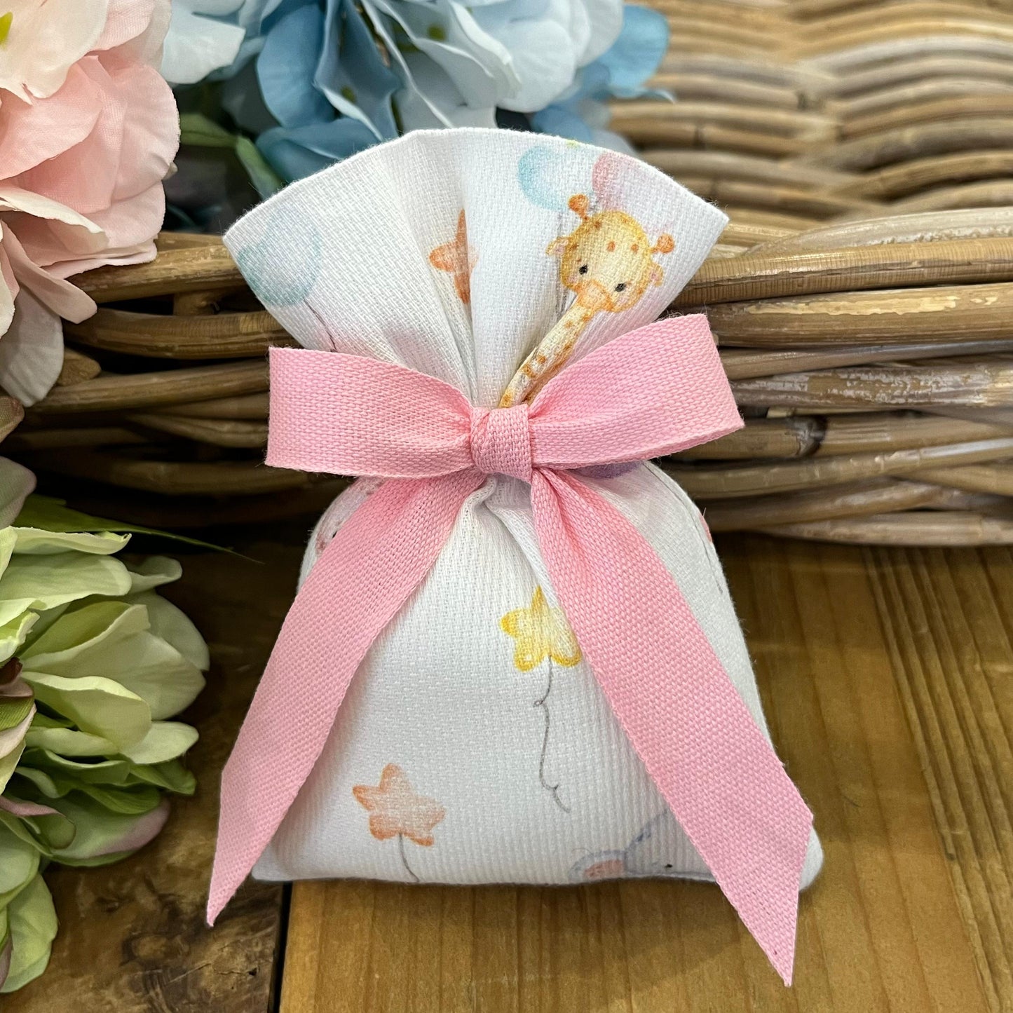 Sacchetto portaconfetti animal party/rosa mod. piccolo collezione Baby