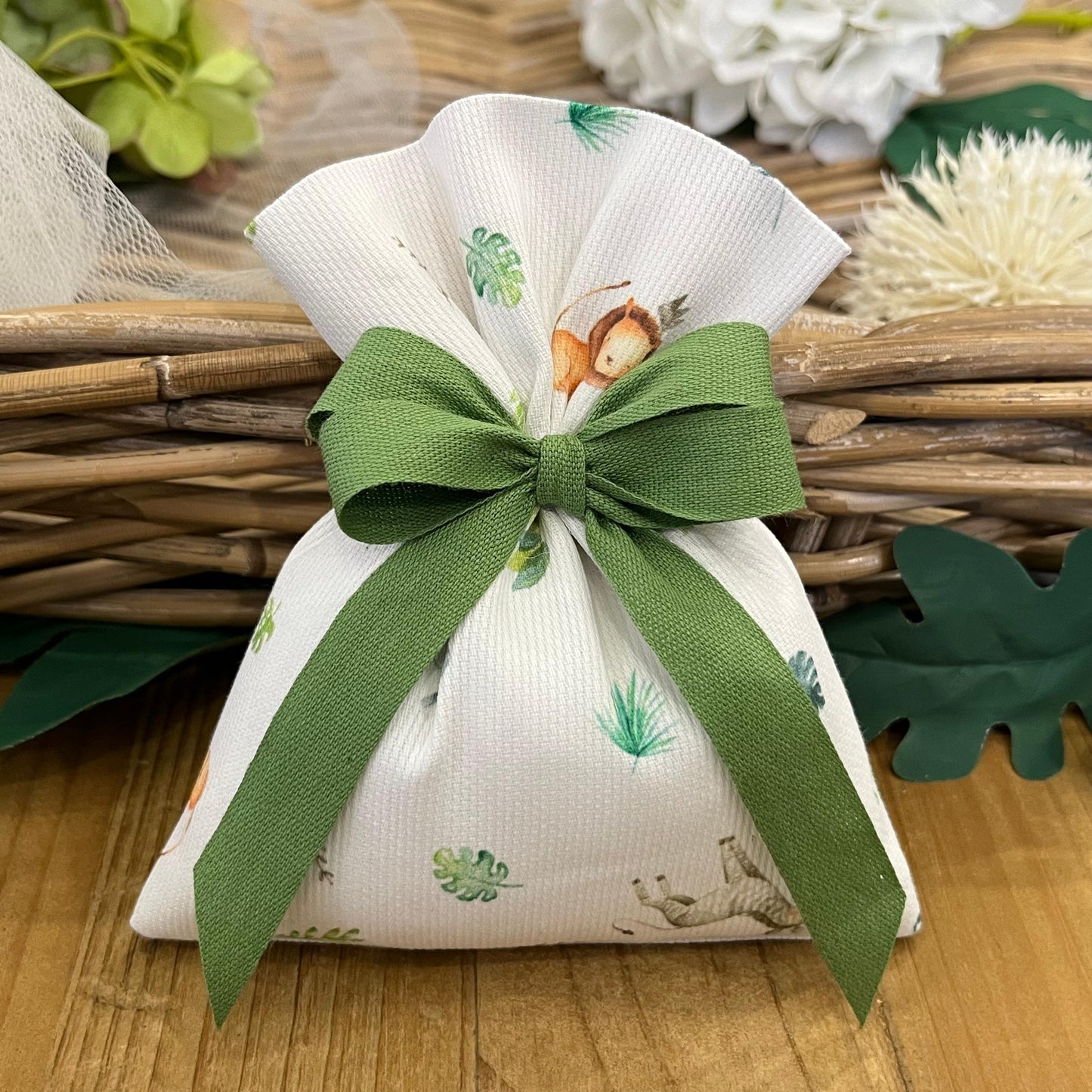 Sacchetto portaconfetti Jungle/verde scuro mod. medio collezione Baby