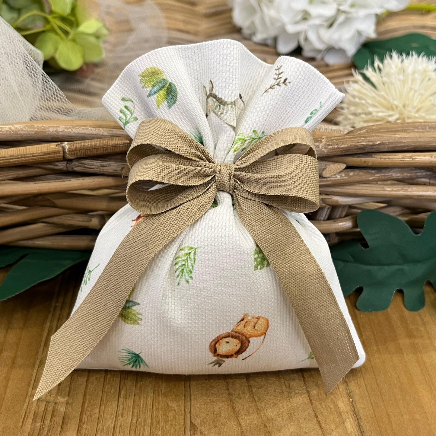 Sacchetto portaconfetti Jungle/beige mod. medio collezione Baby