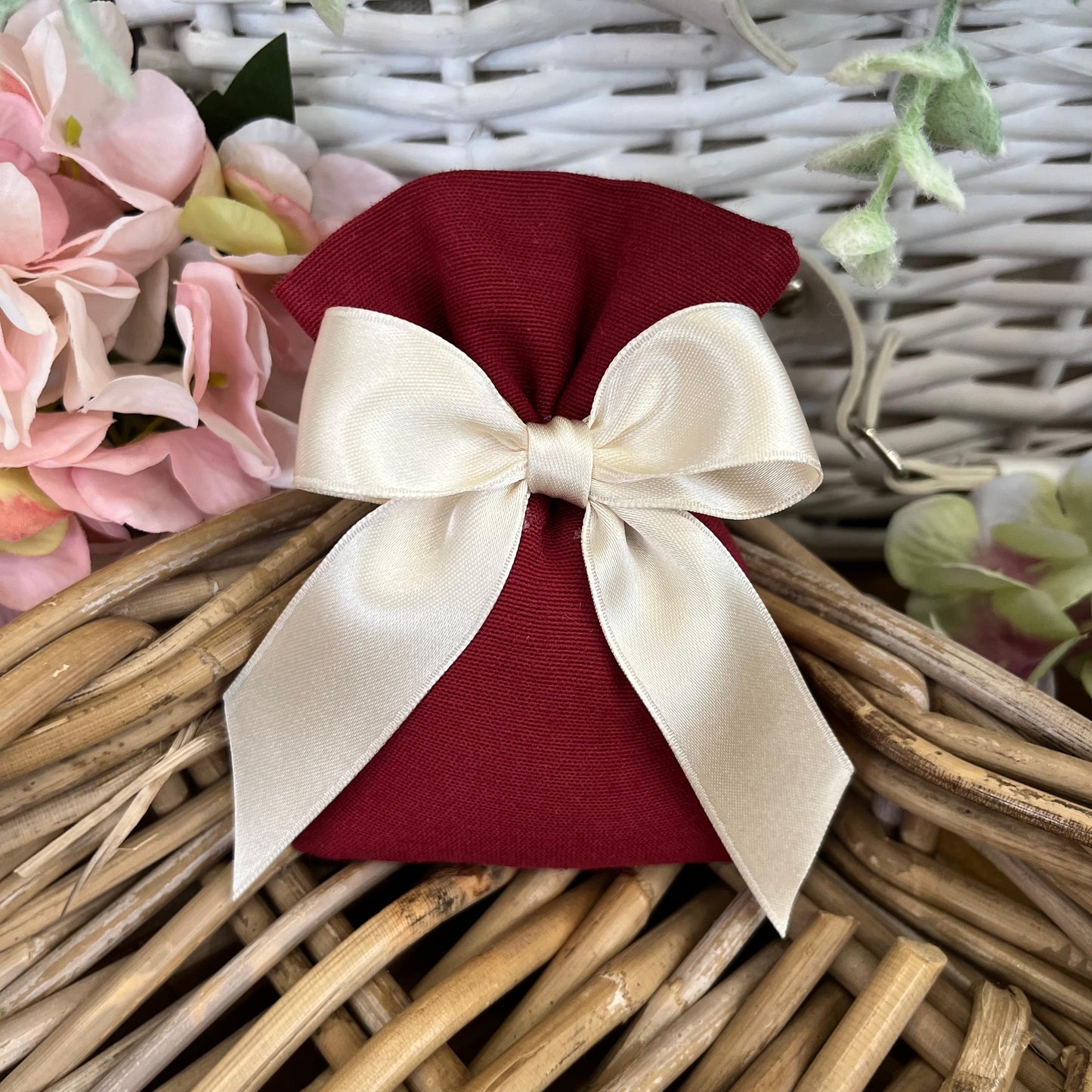 Sacchetto portaconfetti rosso granata mod. piccolo collezione palette