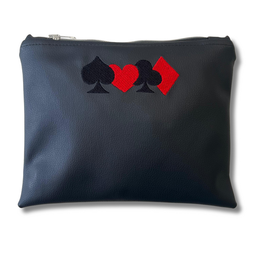 Pochette carte in similpelle nera ric. nero e rosso mod. petite