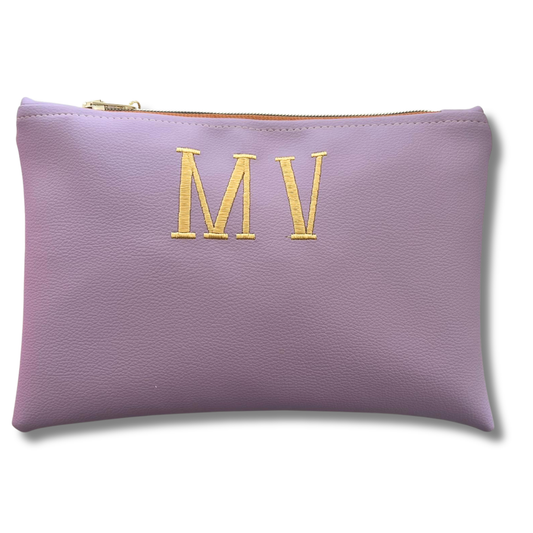 Pochette personalizzata in similpelle lilla font romana mod. plus