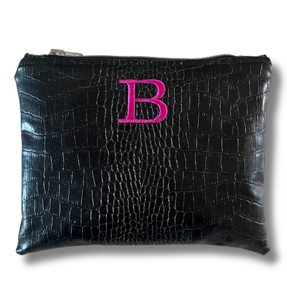 Pochette personalizzata in similpelle cocco nero glitterato mod. petite