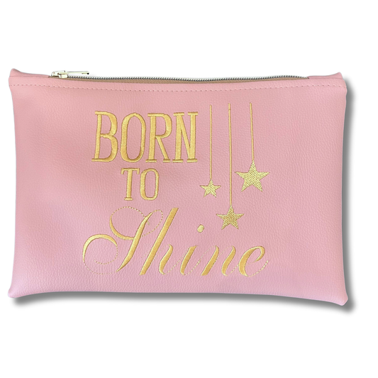 Pochette Born to shine in similpelle rosa ric. oro mod. regular