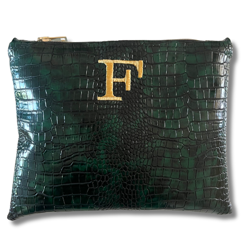 Pochette personalizzata in similpelle cocco verde mod. petite