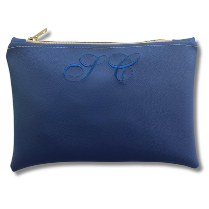 Pochette personalizzata in similpelle blu font inglese mod. regular