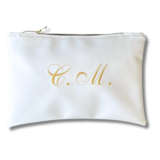 Pochette personalizzata in similpelle bianca font inglese mod. regular
