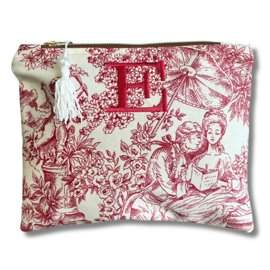 Pochette personalizzata in tessuto toile de jouy rosso mod. petite