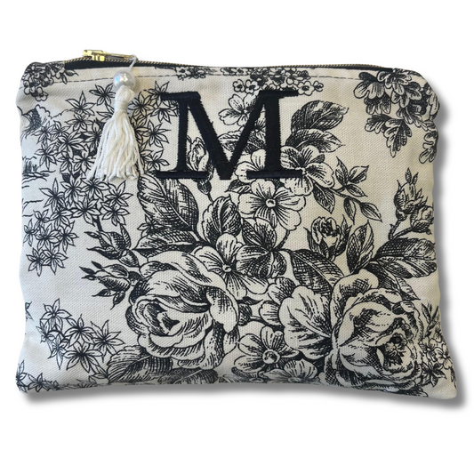Pochette personalizzata in tessuto toile de jouy nero mod. petite