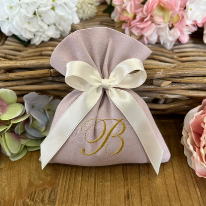 Sacchetto portaconfetti lilla personalizzato mod. medio collezione Country chic