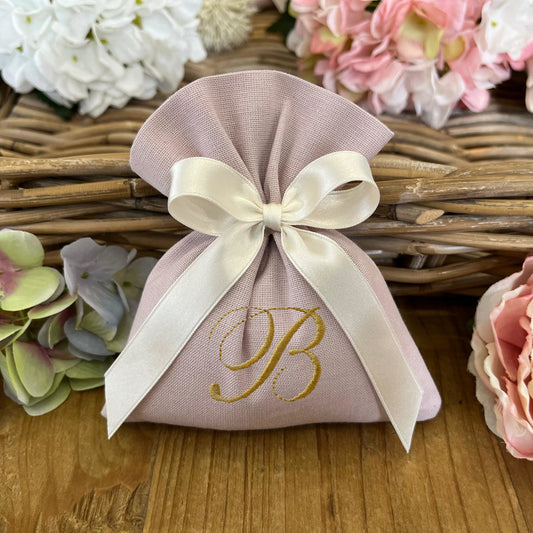 Sacchetto portaconfetti lilla personalizzato mod. medio collezione Country chic
