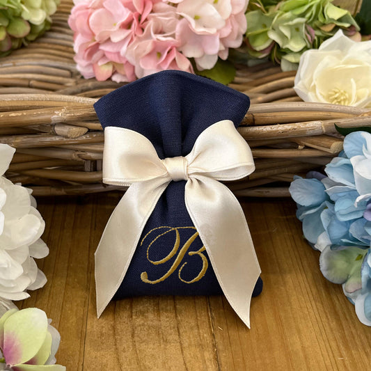 Sacchetto portaconfetti blu marino personalizzato mod. piccolo collezione Palette