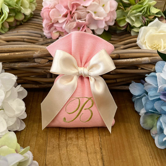 Sacchetto portaconfetti rosa peonia personalizzato mod. piccolo collezione Palette