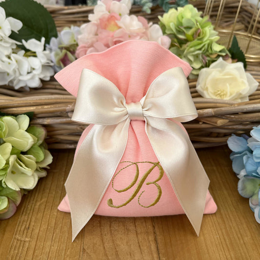 Sacchetto portaconfetti rosa peonia personalizzato mod. grande collezione Palette
