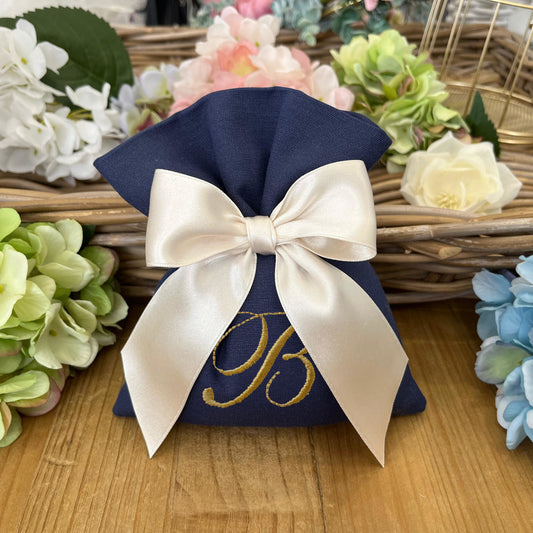 Sacchetto portaconfetti blu marino personalizzato mod. grande collezione Palette