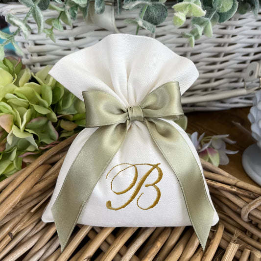 Sacchetto portaconfetti bianco personalizzato mod. grande collezione Puro