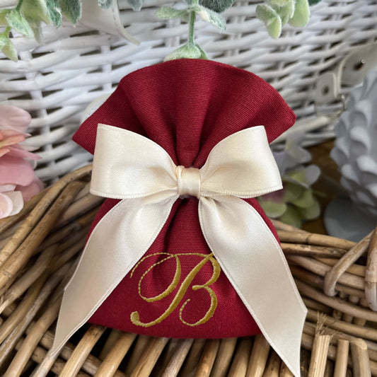 Sacchetto portaconfetti rosso granata personalizzato mod. medio collezione Palette