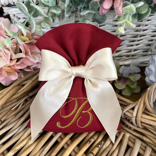 Sacchetto portaconfetti rosso granata personalizzato mod. grande collezione Palette