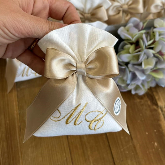 Sacchetto portaconfetti bianco personalizzato mod. piccolo collezione Puro