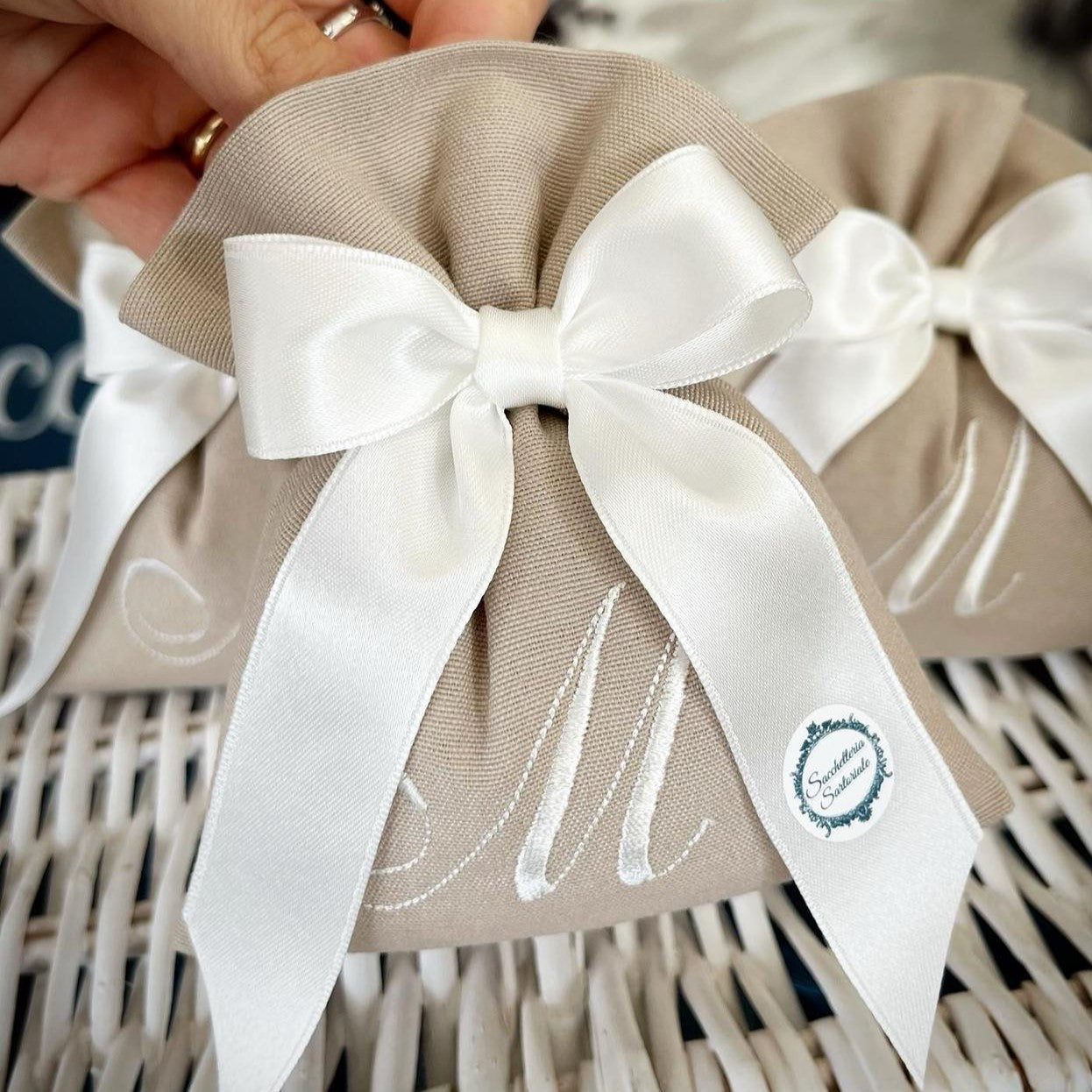 Sacchetto portaconfetti sabbia personalizzato mod. medio collezione Palette